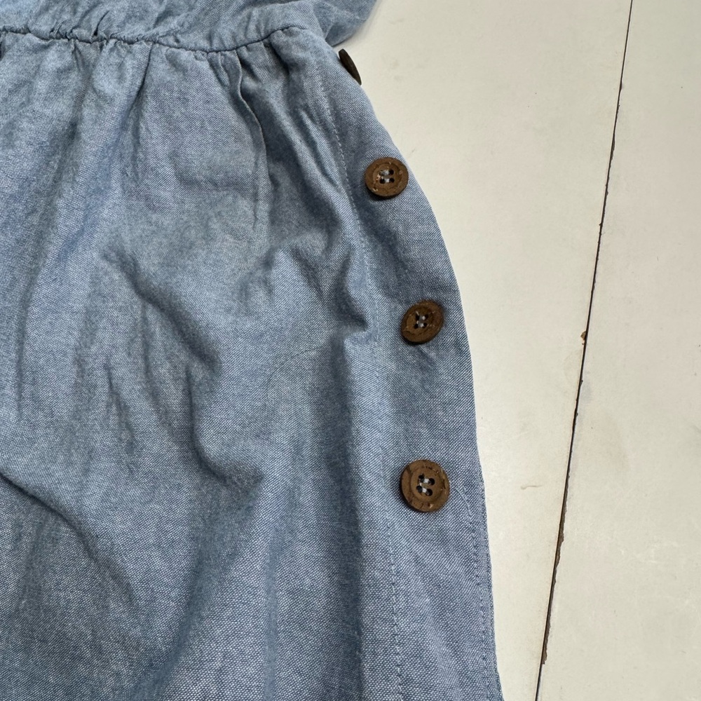 Nanette Lepore Chambray Button Pocket A Line Sun Dress Size 2 Stitching Detail - Picture 2 of 9